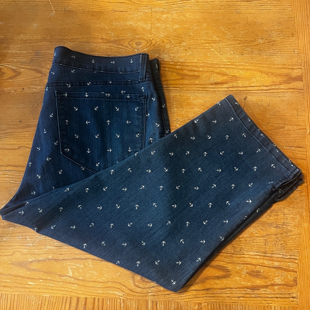 NYDJ  Anchor Print Crop Jeans Size 14